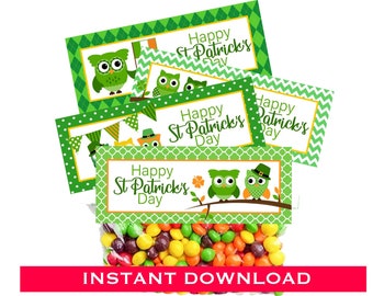 INSTANT DOWNLOAD / 2 Different Sizes / Four Designs St Patricks Day Bag Toppers / For 6.5 inch zipper bags and 5 inch cellophane bags