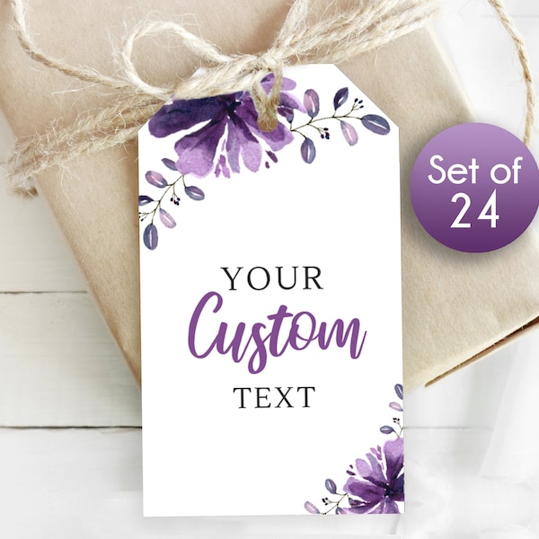 Set of 24 Purple Floral Gift Tags / Personalized Mothers Day Tags / Personalized Tags / Tag for Mother's Day / 1.75" x 3"