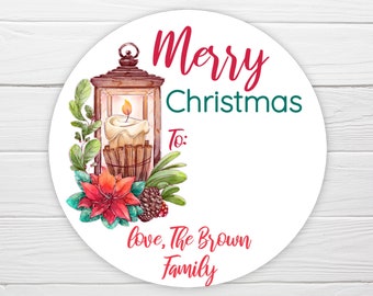 BOGO / Vintage Christmas Candle / Christmas Gift Stickers / Custom Christmas Labels / 3 Sizes Round Glossy / Custom Christmas Stickers