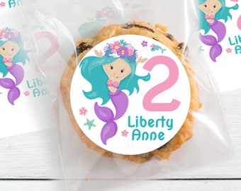 Ships Fast / Custom Mermaid Birthday Sticker / Mermaid Personalized / Custom Mermaid Sticker / 3 Sizes / Personalized Mermaid Label