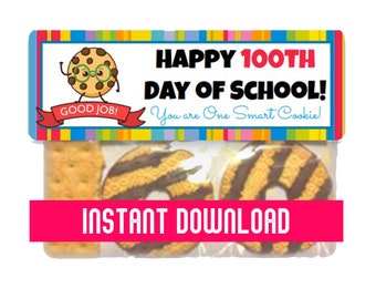 INSTANT DOWNLOAD / Custom School Bag Toppers / 100th Day of School / You're One Smart Cookie School Bag Topper / Card Stock School Topper