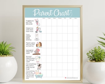 Printable Parent Chart / 8.5" x 11" Print / Teal Pink and Gray /  Home school printable / Instant Download