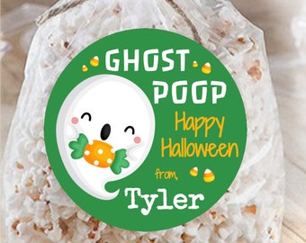 Custom Halloween Sticker / Ghost Poop GREEN Ghost Sticker / 2 Sizes / GLOSSY Personalized Cute Halloween Sticker / Ships Fast