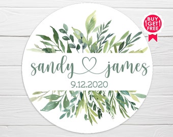 BOGO / Favorite Greenery Wreath / Custom Wedding Stickers / GLOSSY / 4 sizes / Personalized Wedding Stickers / Custom Wedding Labels