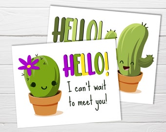 Cute Cactus Postcards / Set of 2 Designs / Printable Classroom Postcard / Instant Teacher Postcard / Printable Student Mail