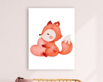 Set of 3 Prints / Valentine Decor / Fox and Bear / Valentine Prints / Valentine Home Decor / Canvas Art / Cute Valentine Prints / Teddy Bear