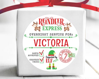 BOGO / Custom Christmas Reindeer Express Stickers / Personalized Christmas North Pole Labels / 3 Sizes / Merry Christmas Custom Stickers
