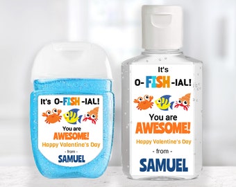 Valentine Custom Sanitizer Sticker / Custom Fish Valentine / 2 Sizes / MATTE / Personalized Sanitizer Label / Custom Sanitizer Label