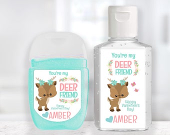 Valentine Custom Sanitizer Sticker / Deer Friend Custom Valentine / Personalized Sanitizer / Custom Sanitizer Label