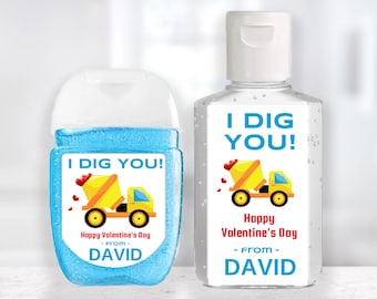 Valentine Custom Sanitizer Sticker / Construction Custom Valentine / 2 Sizes / Personalized Sanitizer Label / Custom Sanitizer Label