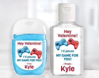 Valentine Custom Sanitizer Sticker / Video game Custom Valentine / 2 Sizes / Personalized Sanitizer Label / Custom Sanitizer Label