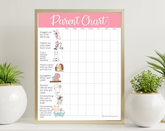 Printable Parent Chart / 8.5" x 11" Print / Pink Teal and Gray /  Home school printable / Instant Download