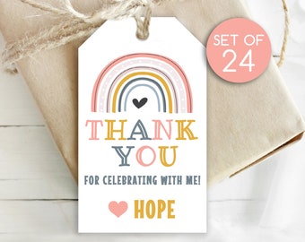 Set of 24 / Boho Birthday Gift Tags / Happy Birthday Tags / Boho Birthday Tags / Glossy Thick Card stock /  1.75" x 3"