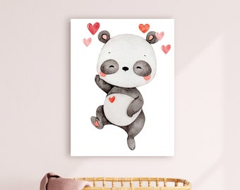 Set of 3 Wall Prints / Valentine Decor / Bunny Cupid Print / Love Prints / Home Decor Canvas Art / Cute Valentine Prints / Panda Bear