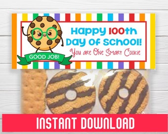 INSTANT DOWNLOAD / Rainbow / Custom School Bag Toppers / 100th Day of School / You're One Smart Cookie School Bag Topper