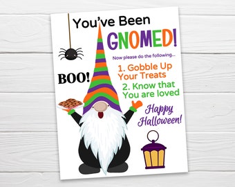 You've Been Booed Goes Gnome / Halloween Treats Printable / You've Been Gnomed / Halloween Neighbor gift instant download