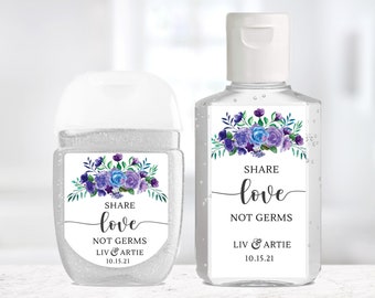 Custom Hand Sanitizer Labels / Labels Only / 2 Sizes / Custom Labels / Custom Hand Sanitizer with Custom Logo or Custom Design / Blue Purple