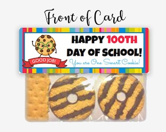 Printed and Shipped / Custom School Bag Toppers / 100th Day of School/ 4 sheets of 4  / You're One Smart Cookie School Bag Topper