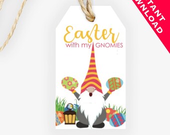 INSTANT DOWNLOAD / Gift Tags / Easter With My Gnomies / Easter Gnome Gift Tags