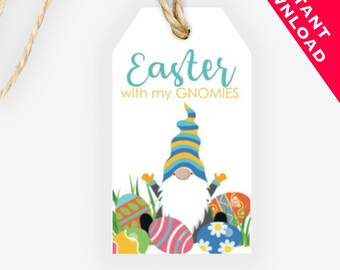 INSTANT DOWNLOAD / Gift Tags / Easter With My Gnomies / Easter Gnome Gift Tags