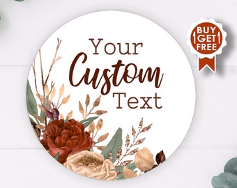 BOGO / Terracotta and Sage Custom BOHO Wedding Stickers / GLOSSY Stickers / 3 sizes / Personalized Wedding Stickers / Custom Wedding Labels