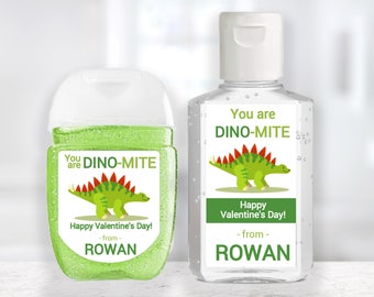 Valentine Custom Sanitizer Sticker / Custom Dinomite Dinosaur Valentine / 2 Sizes / Personalized Sanitizer Label / Custom Sanitizer Label