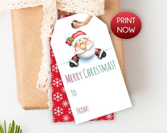 Instant Download / Santa Christmas Tags / Santa Christmas Tags Printable / Printable Christmas Tags