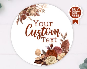 BOGO / Terracotta and Cream Vintage Wedding Stickers / GLOSSY Stickers /4 sizes / Personalized Wedding Stickers / Custom Wedding Labels