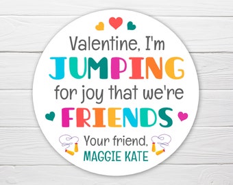 BOGO / Custom Jumping Rope Valentine Sticker / Jump Rope Valentine's Day / Valentine Stickers for jump rope Personalized