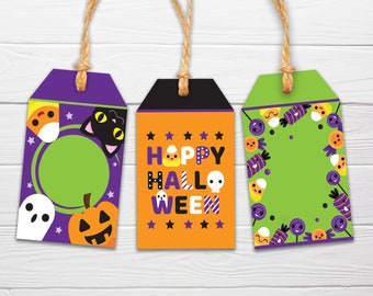 Halloween Printable Tags / 3 Designs Included / Purple, Green, and Orange Gift Tags / Cute Halloween Tags for Instant Download
