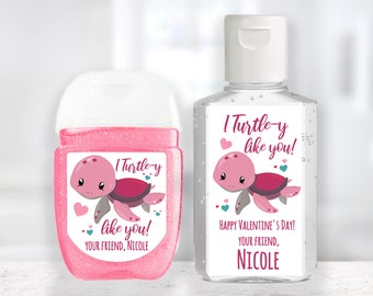 Valentine Custom Sanitizer Sticker / I Turtel-y Like You - Custom Valentine / Personalized Sanitizer / Custom Sanitizer Label / Cute Turtle