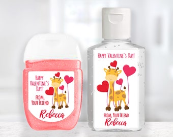 Valentine Custom Sanitizer Sticker / Giraffe Valentine Sanitizer / Personalized Sanitizer / Custom Sanitizer Label