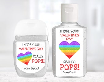Valentine POPS Sanitizer Sticker / Hope Your Valentine Pops / Fidget Toy Heart Sanitizer / Custom Sanitizer Valentine
