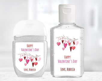 Boho Hearts Valentine Sanitizer Sticker / Valentine's Day Sanitizer / School Valentine Sanitizer / Custom Sanitizer Valentine