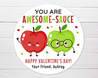 BOGO / Applesauce Pouch Valentine Sticker / Your Awesome Sauce Happy Valentine's Day / Valentine applesauce Stickers Personalized