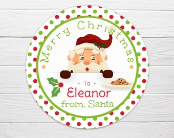 Glossy Christmas Stickers / FROM SANTA Stickers / 2 sizes / From Santa kid labels for Christmas