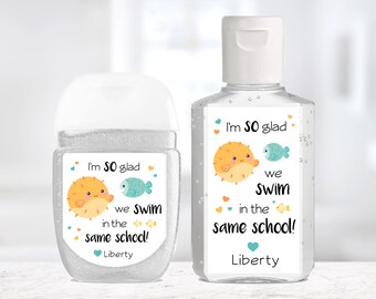 Fish School Sanitizer Sticker / So Glad we're in the Same School / School Valentine Sanitizer / Custom Sanitizer Valentine