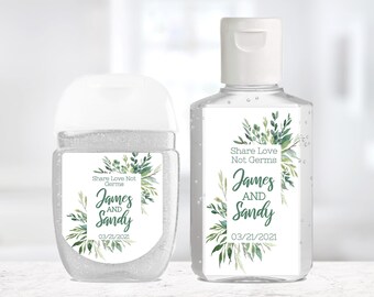 Custom Wedding Sanitizer Labels / Greenery Bouquet / 2 Sizes / Custom Labels / Custom Sanitizer Stickers / Custom Baby Shower Sanitizer