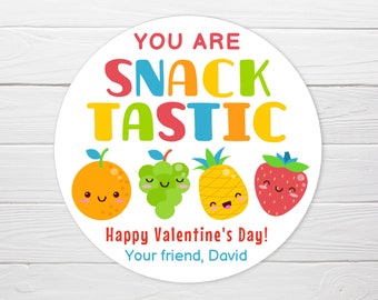 BOGO / Fruit Snack Valentine Sticker / Your Snack Tastic Happy Valentine's Day / Valentine fruit snack Stickers Personalized