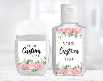 Custom Pink Hand Sanitizer Labels / Labels Only / 2 Sizes / Custom Labels / Custom Hand Sanitizer with Pink or Blush Floral or Custom Design