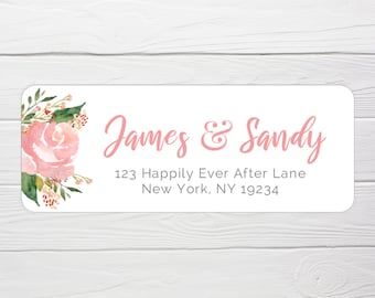 Address Labels / GLOSSY Pink Rose Address Stickers / Pink Rose Address Stickers / Custom Address / Custom Rose Wedding Address Labels