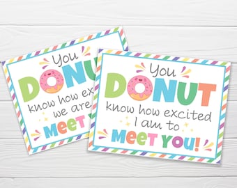 2 Designs / Teacher Back to School Postcard / You Donut know how excited I am to meet you / Classroom Postcard / Back to School Printable