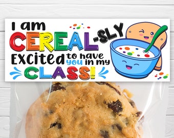 I am Cereal-sly Excited to Have You in My Class Bag Topper / Classroom Card Topper for sandwich bag / Cereal Bag Topper / Instant Download
