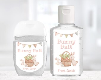 Custom Hand Sanitizer Labels / 2 Sizes / Custom Bunny Bait Stickers / Custom Hand Sanitizer Bunny Bait Easter / Easter Sanitizer