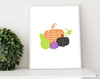 Halloween Printable Pumpkin Decor / Pumpkin Pattern Printable / 2 Sizes Halloween Cute Sign / Halloween Home Decor Download