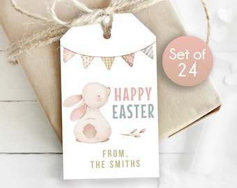 Happy Easter Gift Tags / Personalized Easter Bunny Tags / Personalized Bunny Tags / Tag for Cute Easter / 1.75" x 3"