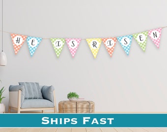 SHIPS FAST / He Is Risen Plaid Banner / Easter Plaid Print / He Is Risen Plaid Flags / He is Risen Garland