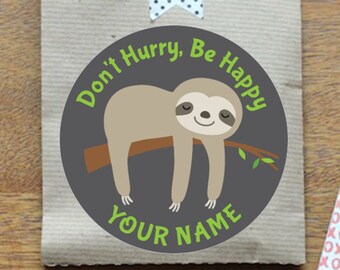 Custom Valentine Sticker Sloth / Sloth Sleeping on Branch / Sheet of 12 / Personalized Valentine Sloth Label / Personalized Sloth