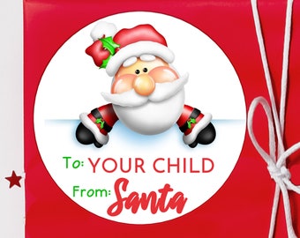 BOGO / Custom Christmas Sticker FROM SANTA / Personalized From Santa Label / 3 Sizes / Christmas Santa Stickers / From Santa Sticker