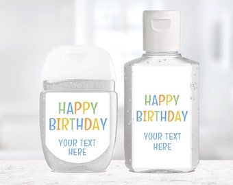Happy Birthday Sanitizer Sticker / Blue Orange Sanitizer / Boys Birthday Sanitizer / Custom Sanitizer Birthday
